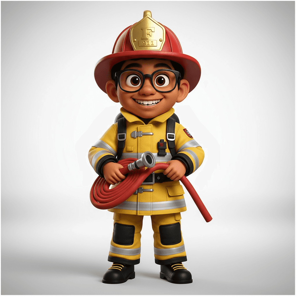 Child in firefighter costume
