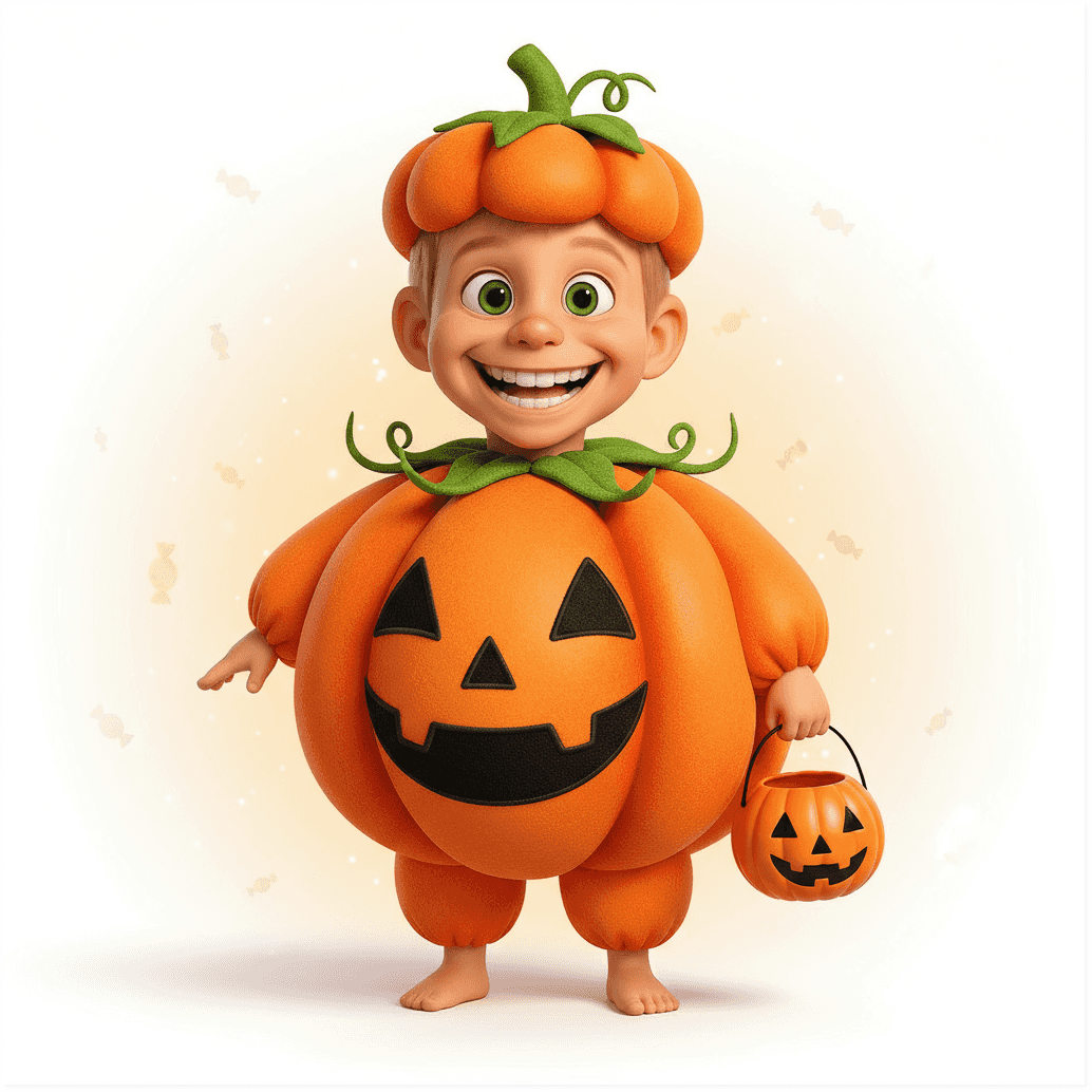 Child in pumpkin costume