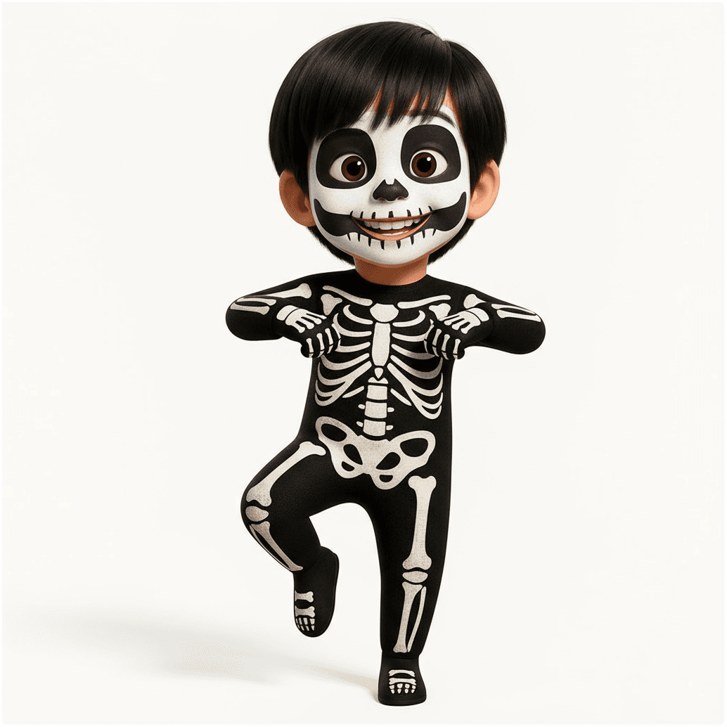 Child in skeleton costume