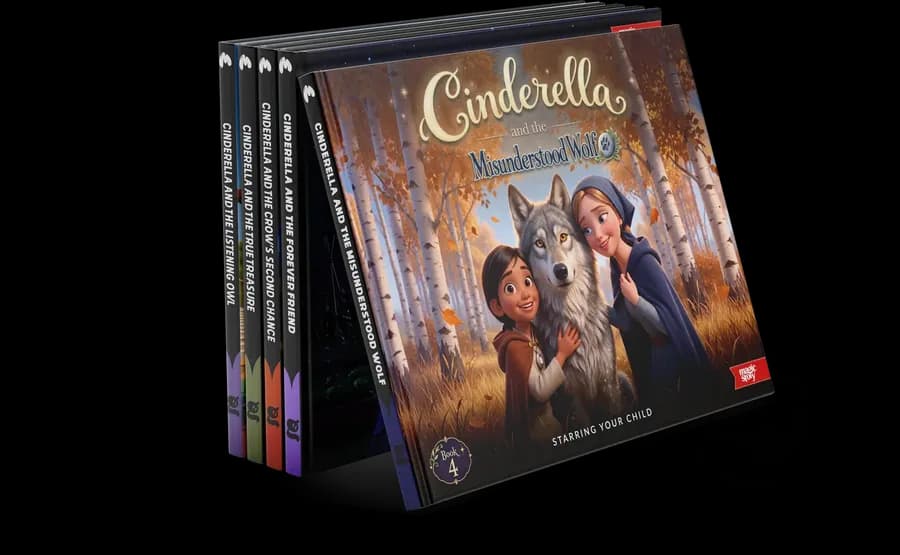 All six Cinderella hardcovers lined up together