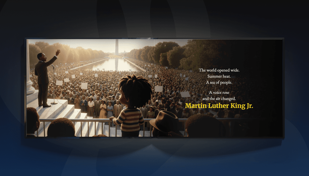 An interior page from The Dream Carriers, a personalized children's book by Magic Story, showing Pixar-quality illustration of a child on an inspiring adventure